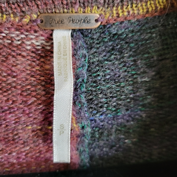 Free People Multi Color Wool Blend Button Up Duster Cardigan Sweater Size Small - Picture 8 of 8